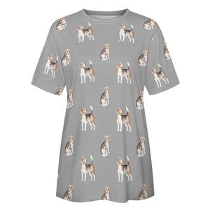 Light Purple, extra, del it!!} Watercolor Elegance Beagles Women's Cotton T-Shirt-Apparel-Apparel, Beagle, Dog Mom Gifts, Shirt, T Shirt-31