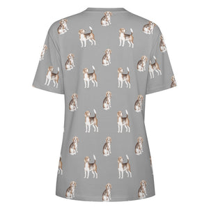 Light Purple, extra, del it!!} Watercolor Elegance Beagles Women's Cotton T-Shirt-Apparel-Apparel, Beagle, Dog Mom Gifts, Shirt, T Shirt-32