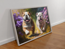 Load image into Gallery viewer, Lilac Garden English Bulldogs Wall Art Poster-Art-Dog Art, English Bulldog, Home Decor, Poster-2