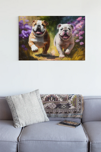 Lilac Garden English Bulldogs Wall Art Poster-Art-Dog Art, English Bulldog, Home Decor, Poster-3