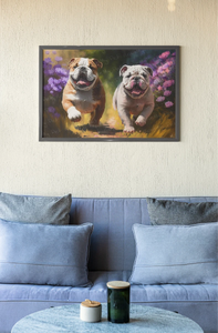 Lilac Garden English Bulldogs Wall Art Poster-Art-Dog Art, English Bulldog, Home Decor, Poster-5
