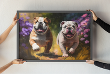 Load image into Gallery viewer, Lilac Garden English Bulldogs Wall Art Poster-Art-Dog Art, English Bulldog, Home Decor, Poster-Light Canvas-Tiny - 8x10&quot;-1