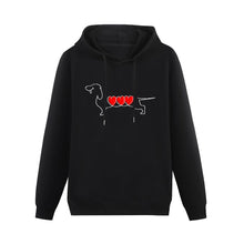 Load image into Gallery viewer, Line Art Dachshund Women&#39;s Cotton Fleece Hoodie Sweatshirt-Apparel-Apparel, Dachshund, Hoodie, Sweatshirt-Black-XS-4