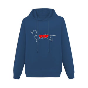 Line Art Dachshund Women's Cotton Fleece Hoodie Sweatshirt-Apparel-Apparel, Dachshund, Hoodie, Sweatshirt-Navy Blue-XS-3