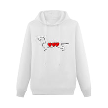 Load image into Gallery viewer, Line Art Dachshund Women&#39;s Cotton Fleece Hoodie Sweatshirt-Apparel-Apparel, Dachshund, Hoodie, Sweatshirt-White-XS-2