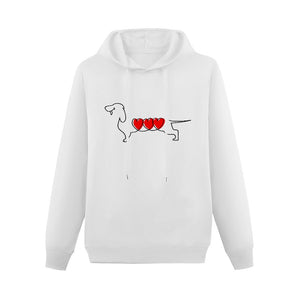 Line Art Dachshund Women's Cotton Fleece Hoodie Sweatshirt-Apparel-Apparel, Dachshund, Hoodie, Sweatshirt-White-XS-2