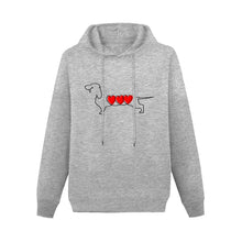 Load image into Gallery viewer, Line Art Dachshund Women&#39;s Cotton Fleece Hoodie Sweatshirt-Apparel-Apparel, Dachshund, Hoodie, Sweatshirt-Gray-XS-1