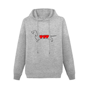 Line Art Dachshund Women's Cotton Fleece Hoodie Sweatshirt-Apparel-Apparel, Dachshund, Hoodie, Sweatshirt-Gray-XS-1