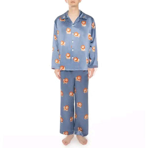 Image of a girl wearing shiba inu pajama set