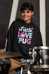 Little Love Pug Women's Cotton Fleece Black Pug Hoodie Sweatshirt - 4 Colors-Apparel-Apparel, Hoodie, Pug, Sweatshirt-12