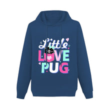 Load image into Gallery viewer, Little Love Pug Women&#39;s Cotton Fleece Black Pug Hoodie Sweatshirt-Apparel-Apparel, Hoodie, Pug, Sweatshirt-Navy Blue-XS-1
