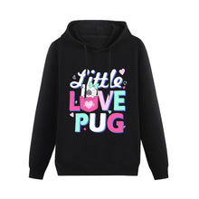 Load image into Gallery viewer, Little Love Pug Women&#39;s Cotton Fleece Hoodie Sweatshirt-Apparel-Apparel, Hoodie, Pug, Sweatshirt-Black-XS-1