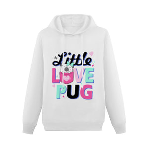Little Love Pug Women's Cotton Fleece Hoodie Sweatshirt-Apparel-Apparel, Hoodie, Pug, Sweatshirt-White-XS-4
