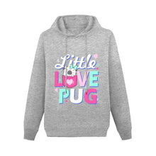 Load image into Gallery viewer, Little Love Pug Women&#39;s Cotton Fleece Hoodie Sweatshirt-Apparel-Apparel, Hoodie, Pug, Sweatshirt-Gray-XS-3