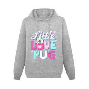Little Love Pug Women's Cotton Fleece Hoodie Sweatshirt-Apparel-Apparel, Hoodie, Pug, Sweatshirt-Gray-XS-3