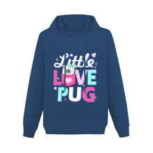 Load image into Gallery viewer, Little Love Pug Women&#39;s Cotton Fleece Hoodie Sweatshirt-Apparel-Apparel, Hoodie, Pug, Sweatshirt-Navy Blue-XS-2
