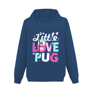 Little Love Pug Women's Cotton Fleece Hoodie Sweatshirt-Apparel-Apparel, Hoodie, Pug, Sweatshirt-Navy Blue-XS-2