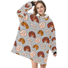 Load image into Gallery viewer, Live Love Woof Dachshunds Blanket Hoodie for Women-Apparel-Apparel, Blankets-10