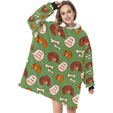 Load image into Gallery viewer, Live Love Woof Dachshunds Blanket Hoodie for Women-Apparel-Apparel, Blankets-11