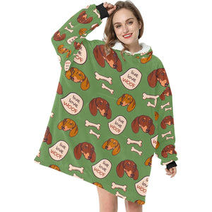 Live Love Woof Dachshunds Blanket Hoodie for Women-Apparel-Apparel, Blankets-11