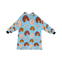 Load image into Gallery viewer, Live Love Woof Dachshunds Blanket Hoodie for Women-Apparel-Apparel, Blankets-SkyBlue-ONE SIZE-4