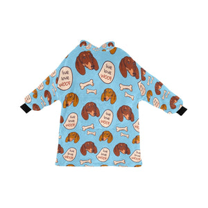 Live Love Woof Dachshunds Blanket Hoodie for Women-Apparel-Apparel, Blankets-SkyBlue-ONE SIZE-4