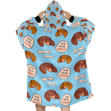 Load image into Gallery viewer, Live Love Woof Dachshunds Blanket Hoodie for Women-Apparel-Apparel, Blankets-5