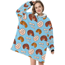 Load image into Gallery viewer, Live Love Woof Dachshunds Blanket Hoodie for Women-Apparel-Apparel, Blankets-8