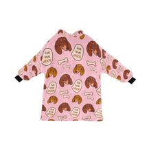 Load image into Gallery viewer, Live Love Woof Dachshunds Blanket Hoodie for Women-Apparel-Apparel, Blankets-Pink-ONE SIZE-1