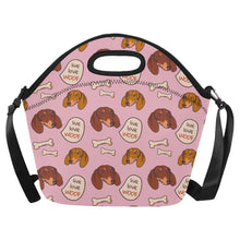 Load image into Gallery viewer, Live Love Woof Dachshunds Neoprene Lunch Bag-Accessories-Accessories,Bags,Dachshund,Lunch Bags-Light Pink-4