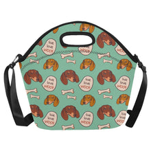 Load image into Gallery viewer, Live Love Woof Dachshunds Neoprene Lunch Bag-Accessories-Accessories,Bags,Dachshund,Lunch Bags-Mint Green-2