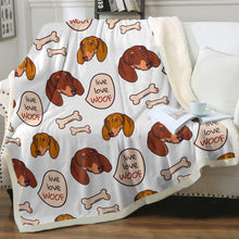 Load image into Gallery viewer, Live Love Woof Dachshunds Soft Warm Fleece Blanket - 4 Colors-Blanket-Blankets, Dachshund, Home Decor-Ivory-Small-2