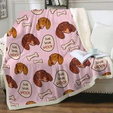 Load image into Gallery viewer, Live Love Woof Dachshunds Soft Warm Fleece Blanket - 4 Colors-Blanket-Blankets, Dachshund, Home Decor-Soft Pink-Small-4