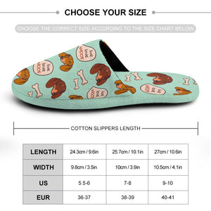 Live Love Woof Dachshunds Women's Cotton Mop Slippers-36-37_（5.5-6）-PaleTurquoise-1