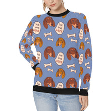 Load image into Gallery viewer, Live Love Woof Dachshunds Women&#39;s Sweatshirt-Apparel-Apparel, Dachshund, Sweatshirt-CornflowerBlue-XS-10