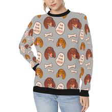 Load image into Gallery viewer, Live Love Woof Dachshunds Women&#39;s Sweatshirt-Apparel-Apparel, Dachshund, Sweatshirt-DarkGray-XS-13