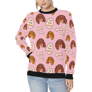 Live Love Woof Dachshunds Women's Sweatshirt-Apparel-Apparel, Dachshund, Sweatshirt-Pink-XS-2