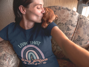 Livin' That Dog Mom Life Women's T-Shirt-Accessories-Apparel, Dogs, Shirt, T Shirt-Navy Blue-Small-3
