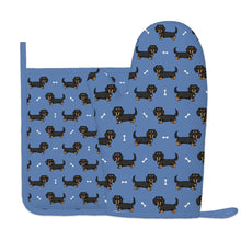 Load image into Gallery viewer, Cutest Long Haired Black Tan Dachshund Oven Mitts and Pot Holders Set-Kitchen Decor-Dachshund-9
