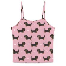 Load image into Gallery viewer, Long Haired Black Tan Dachshund Women's Cami and Shorts Pajama Set-13