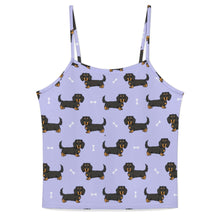 Load image into Gallery viewer, Long Haired Black Tan Dachshund Women's Cami and Shorts Pajama Set-17