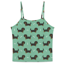 Load image into Gallery viewer, Long Haired Black Tan Dachshund Women's Cami and Shorts Pajama Set-5