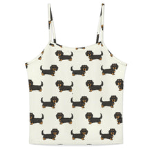 Load image into Gallery viewer, Long Haired Black Tan Dachshund Women's Cami and Shorts Pajama Set-9