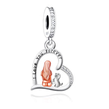Load image into Gallery viewer, Long Haired Dachshund Mom Love Silver Charm Pendant-Dog Themed Jewellery-Dachshund, Jewellery, Pendant-3