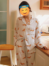 Load image into Gallery viewer, Long Haired Red Dachshund Viscose Pajamas Set for Women-Pajamas-2