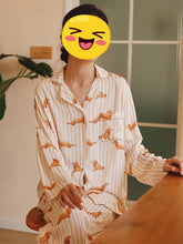 Load image into Gallery viewer, Long Haired Red Dachshund Viscose Pajamas Set for Women-Pajamas-3