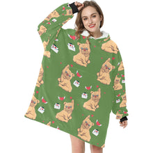 Load image into Gallery viewer, Love Letter English Bulldogs Blanket Hoodie for Women-Apparel-Apparel, Blankets-4