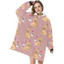 Load image into Gallery viewer, Love Letter English Bulldogs Blanket Hoodie for Women-Apparel-Apparel, Blankets-11