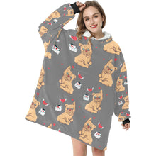 Load image into Gallery viewer, Love Letter English Bulldogs Blanket Hoodie for Women-Apparel-Apparel, Blankets-10