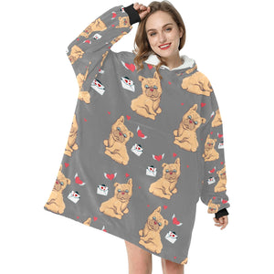Love Letter English Bulldogs Blanket Hoodie for Women-Apparel-Apparel, Blankets-10